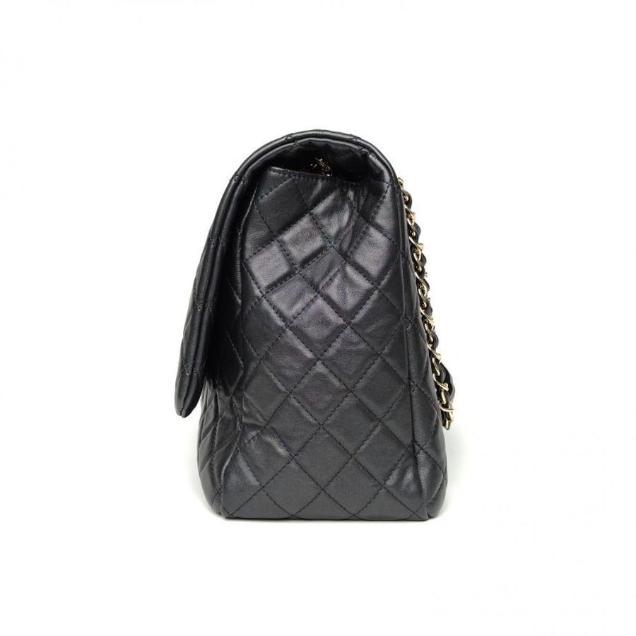 CHANEL CF系列黑金超大號機場包黑色黑色牛皮28開金扣肩背包-1