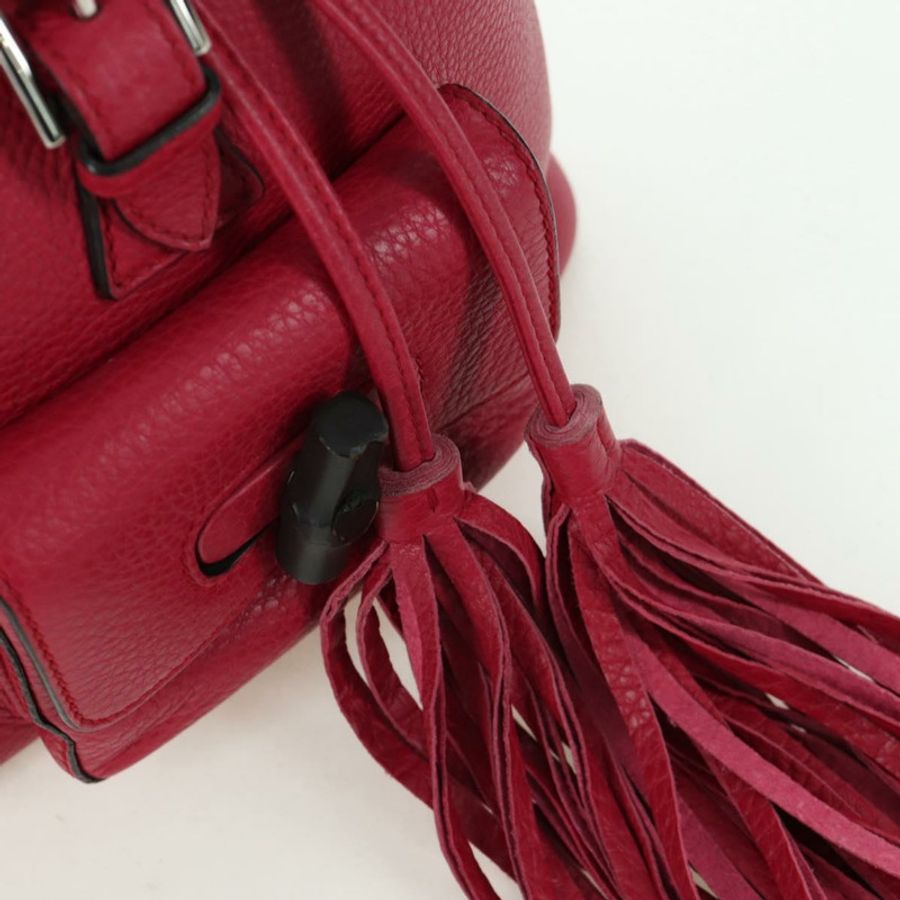 【日本直送】GUCCI 竹節雙肩包 皮革 粉紅色 銀色 387149 正品 171479V-23