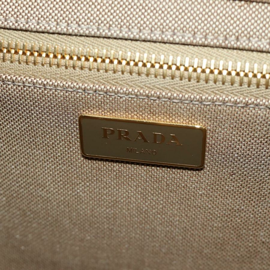 【日本直送】PRADA帆布肩背包 米色 金色 正品 168350V-25