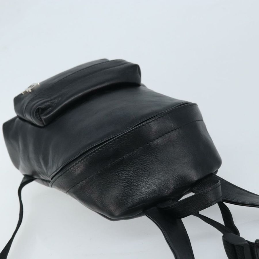 【日本直送】BALENCIAGA 黑色銀色皮革雙肩包 580026 正品 174080A-5