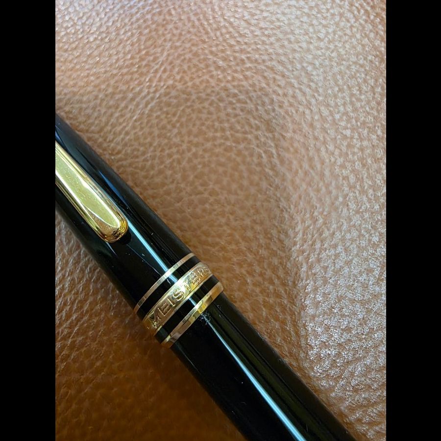 真品 MONTBLANC 萬寶龍 Meisterstück 大師傑作(大班)鍍黃金經典原子筆-8