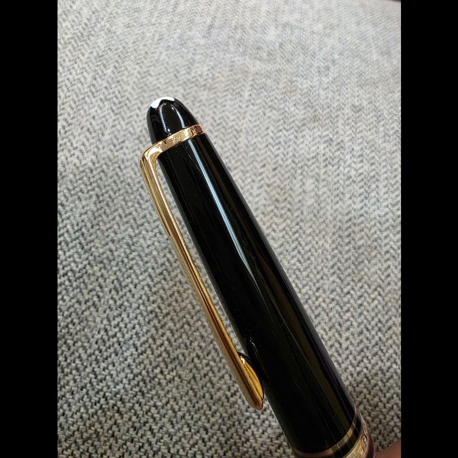 真品 MONTBLANC 萬寶龍 Meisterstück 大師傑作(大班)鍍黃金經典原子筆-19