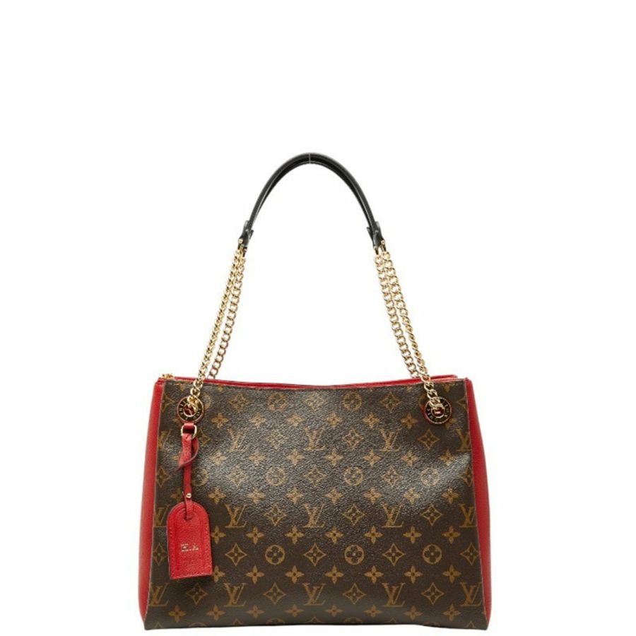 路易威登 Monogram Surenne MM 手提包、單肩包 M43773,棕色櫻桃紅皮革,女士款-0