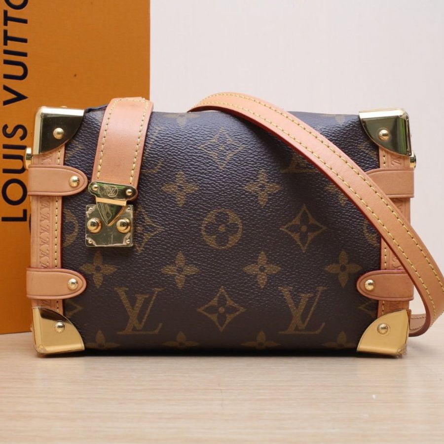 LOUIS VUITTON SideTrunk軟盒子包小號18老花PVC晶片肩背包-0