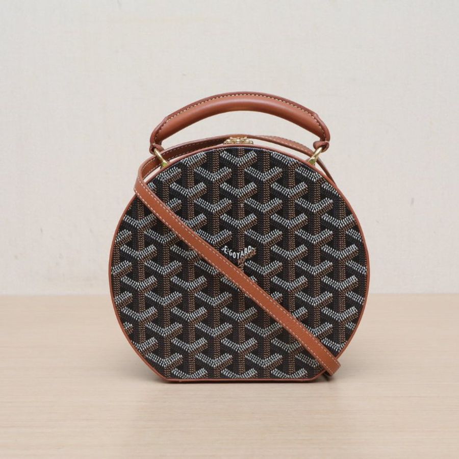 GOYARD 拼色PVCAlto老花硬圓餅包肩背包-0