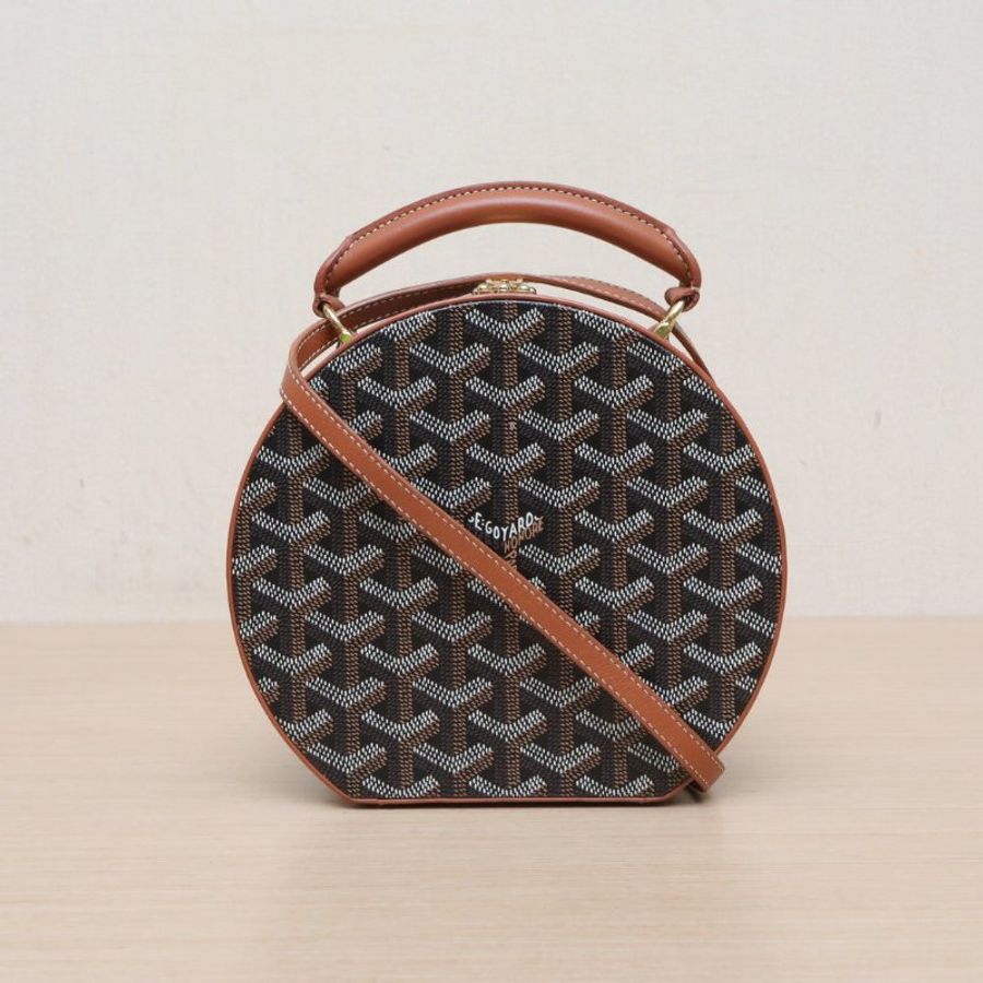 GOYARD 拼色PVCAlto老花硬圓餅包肩背包-1