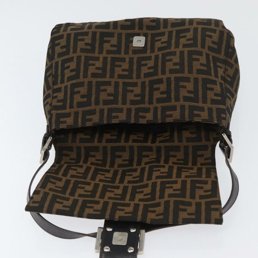 【日本直送】FENDI Zucca帆布Mamma Baguette單肩包 棕色/黑色 正品 ka3290V-19