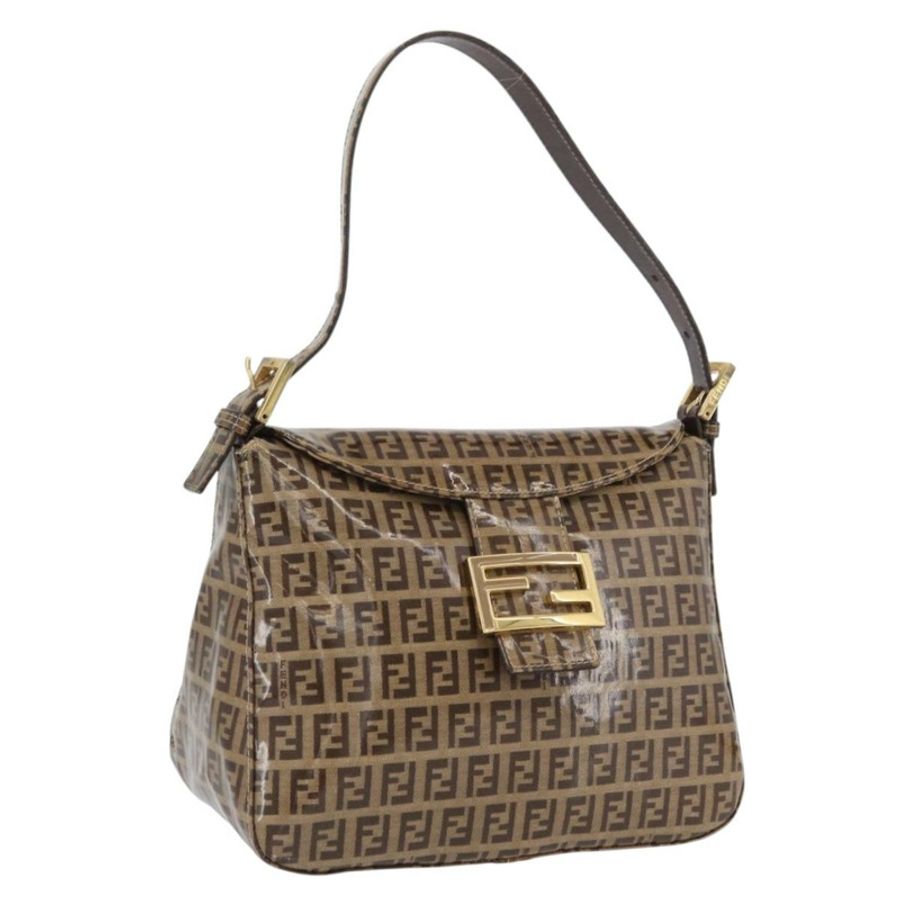 【日本直送】FENDI Zucchino 帆布 Mamma Baguette 肩背包 米色 金色 正品 ka3373V-0