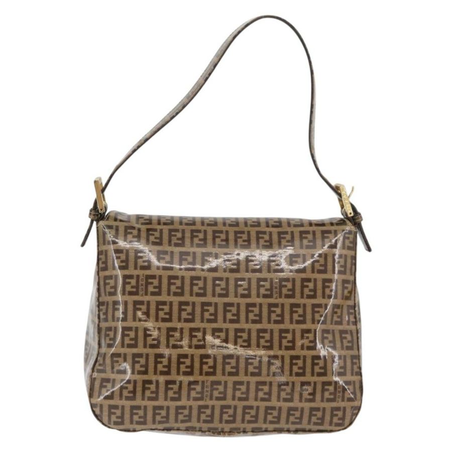 【日本直送】FENDI Zucchino 帆布 Mamma Baguette 肩背包 米色 金色 正品 ka3373V-1
