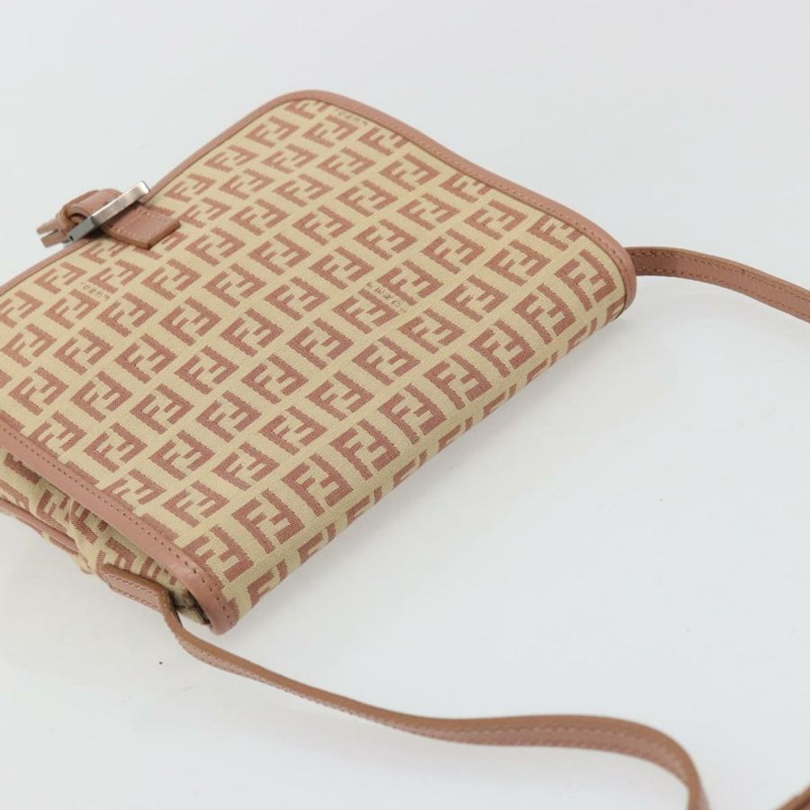 【日本直送】FENDI Zucchino帆布Mamma Baguette單肩包 粉紅銀色 正品 175474A-5
