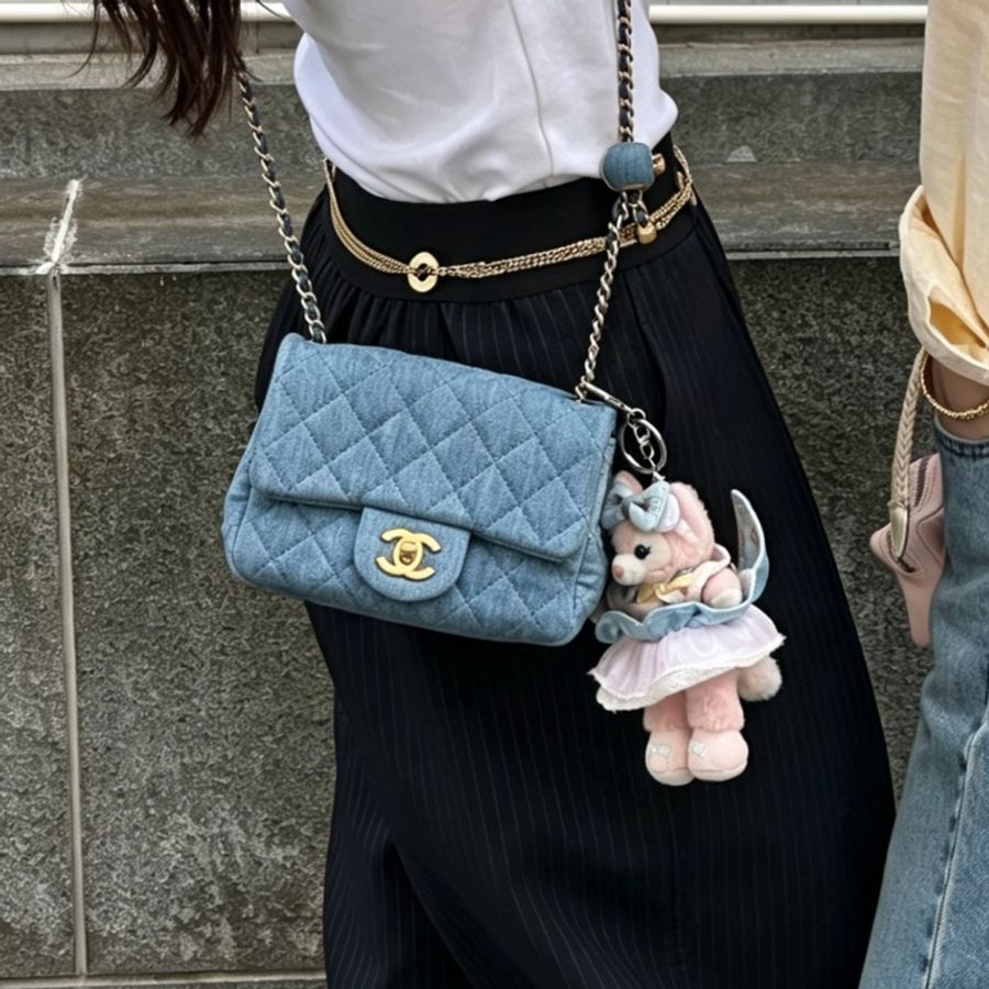 CHANEL香奈兒22C牛仔丹寜金球方胖子芯片款牛仔配色超美百搭-22