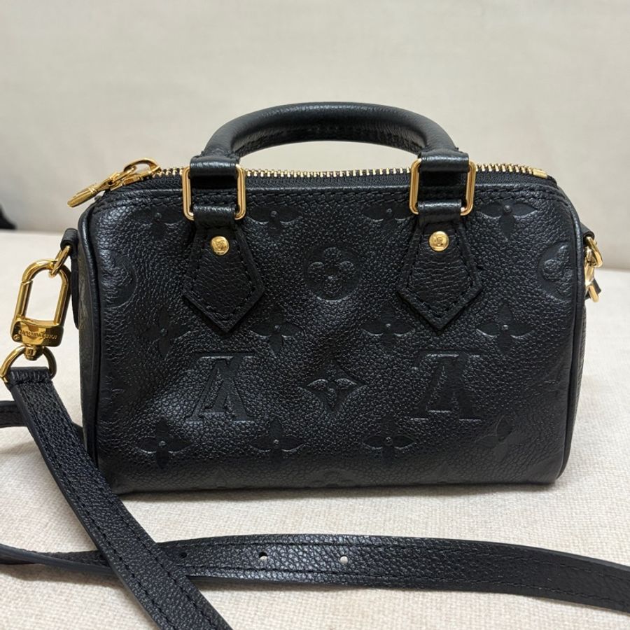 巴黎購入!LV Nano Speedy 黑色壓紋款-0