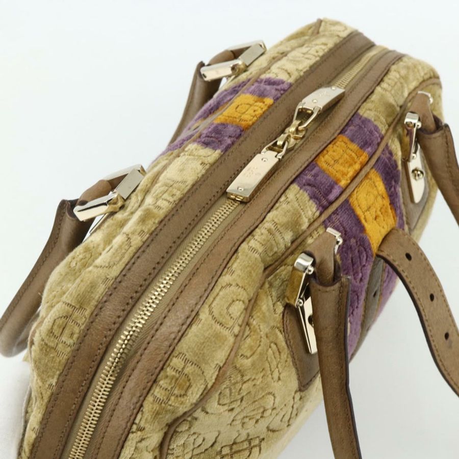 【日本直送】GUCCI 馬銜扣波士頓包 絲絨 金米色 145770 正品 176490V-5