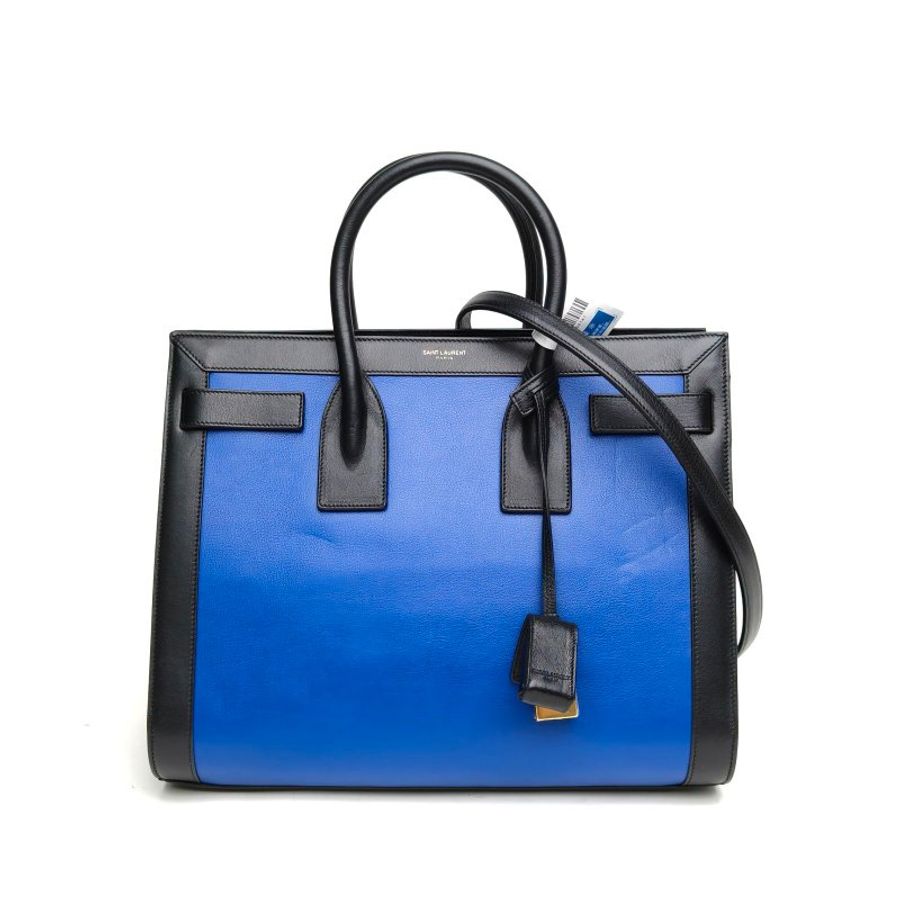 SAINT LAURENT ClassicSacDeJour風琴包大號黑色牛皮金扣肩背包-0