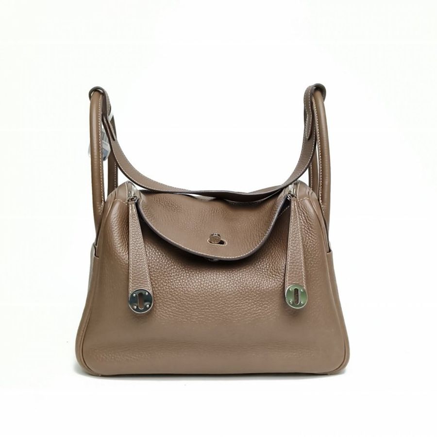 HERMES Lindy30大象灰TC皮A刻銀扣肩背包-0