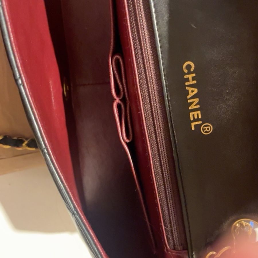 Chanel vintage 古董老香包 黑金釦-3