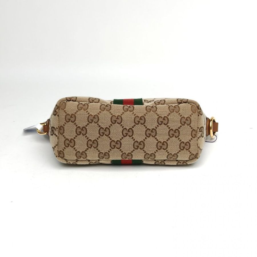 GUCCI 老花帆布金扣vanity飯盒包肩背包-4