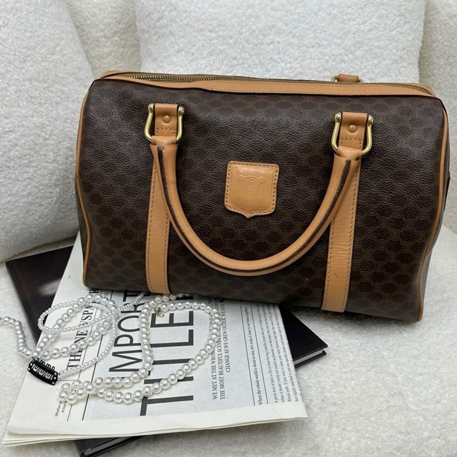 【赫蒂國際精品】Celine 賽琳 Macadam 系列 經典老花波士頓包 vintage-0