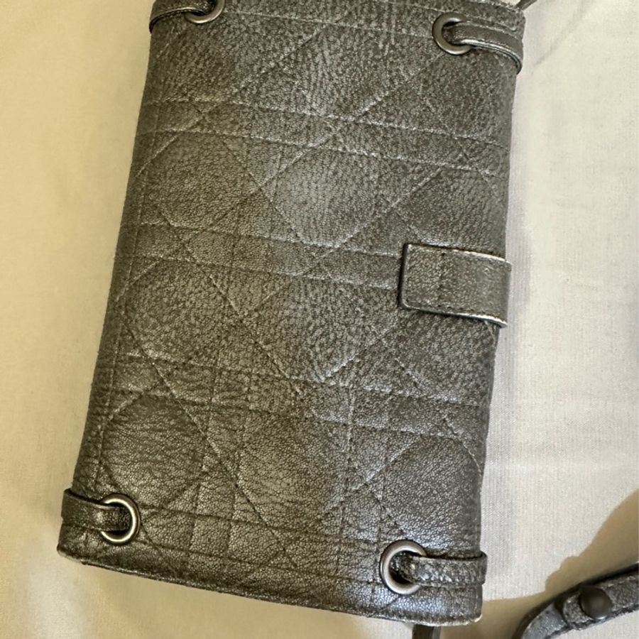 Dior WOC Wallet On Chain仿舊銀色皮夾/斜背兩用包-8