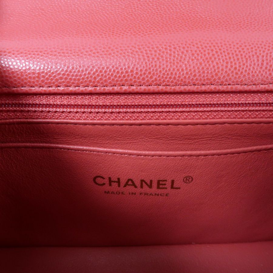 CHANEL 牛皮皮革Mini Classic 20金扣鏈帶肩背袋-12
