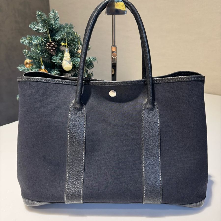 Hermes Garden Party PM黑色帆布-6