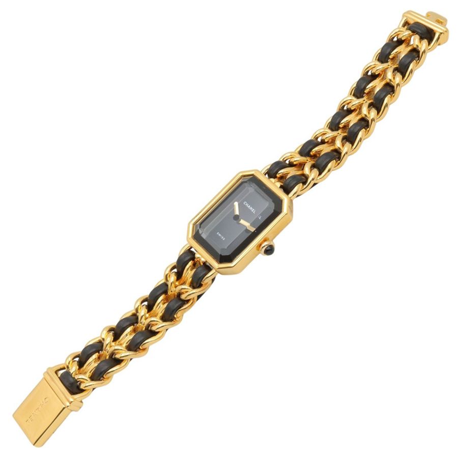 香奈兒 (Chanel) CHANEL Première S 女士腕錶,鍍金 (GP),皮革錶帶,黑色,H0001-2