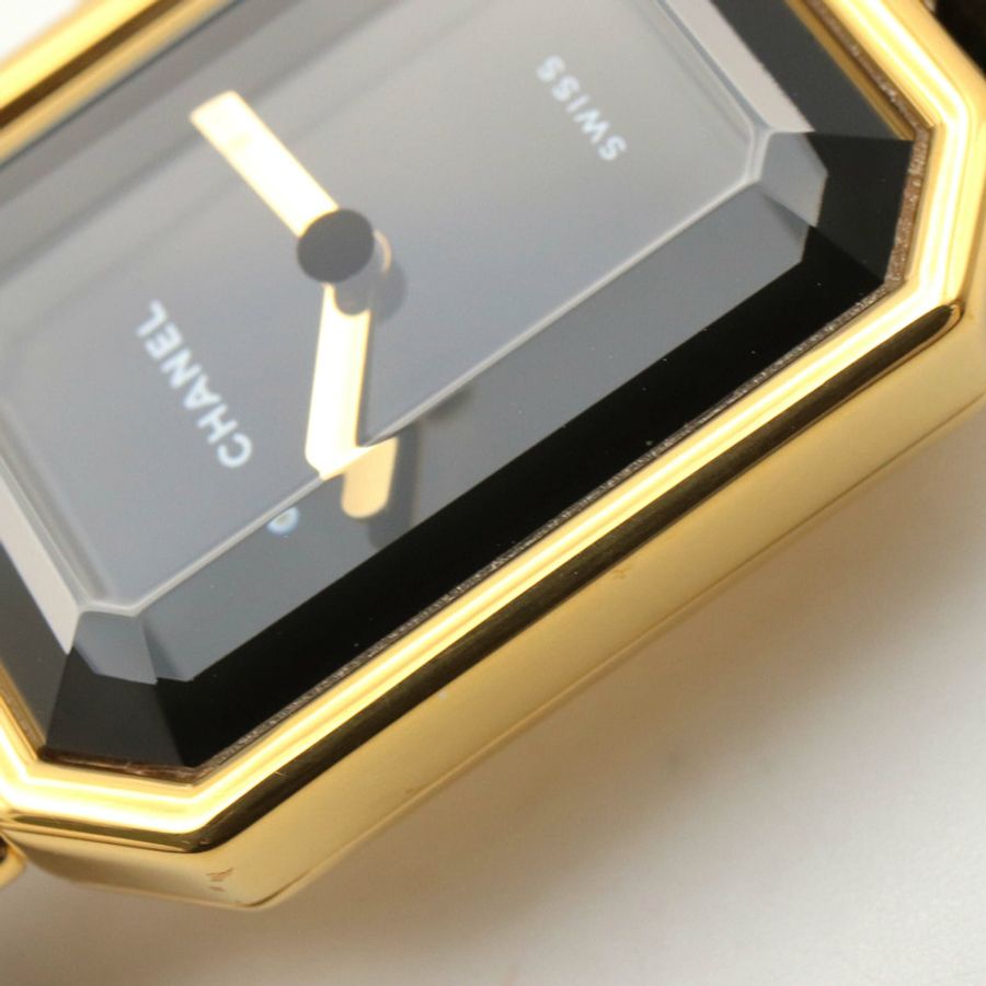 香奈兒 (Chanel) CHANEL Première S 女士腕錶,鍍金 (GP),皮革錶帶,黑色,H0001-9