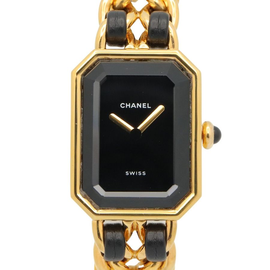 香奈兒 (Chanel) CHANEL Première S 女士腕錶，鍍金 (GP)，皮革錶帶，黑色，H0001-0