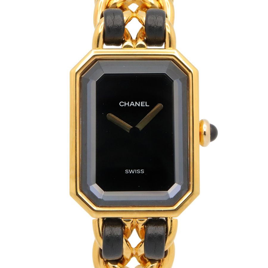 香奈兒 (Chanel) CHANEL Première S 女士腕錶,鍍金 (GP),皮革錶帶,黑色,H0001-0