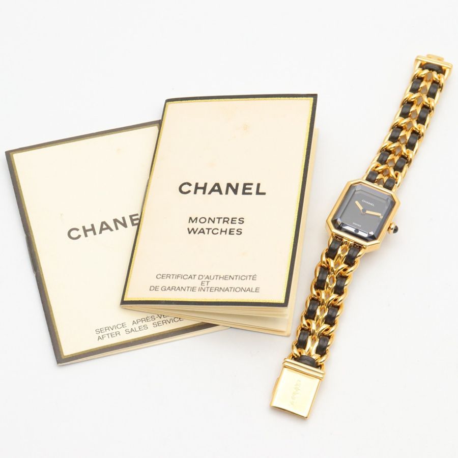 香奈兒 (Chanel) CHANEL Première S 女士腕錶,鍍金 (GP),皮革錶帶,黑色,H0001-9