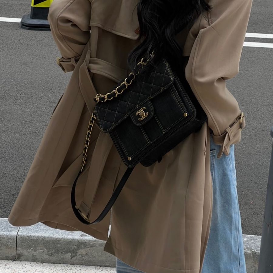 Chanel 絕版牛仔後背包-8