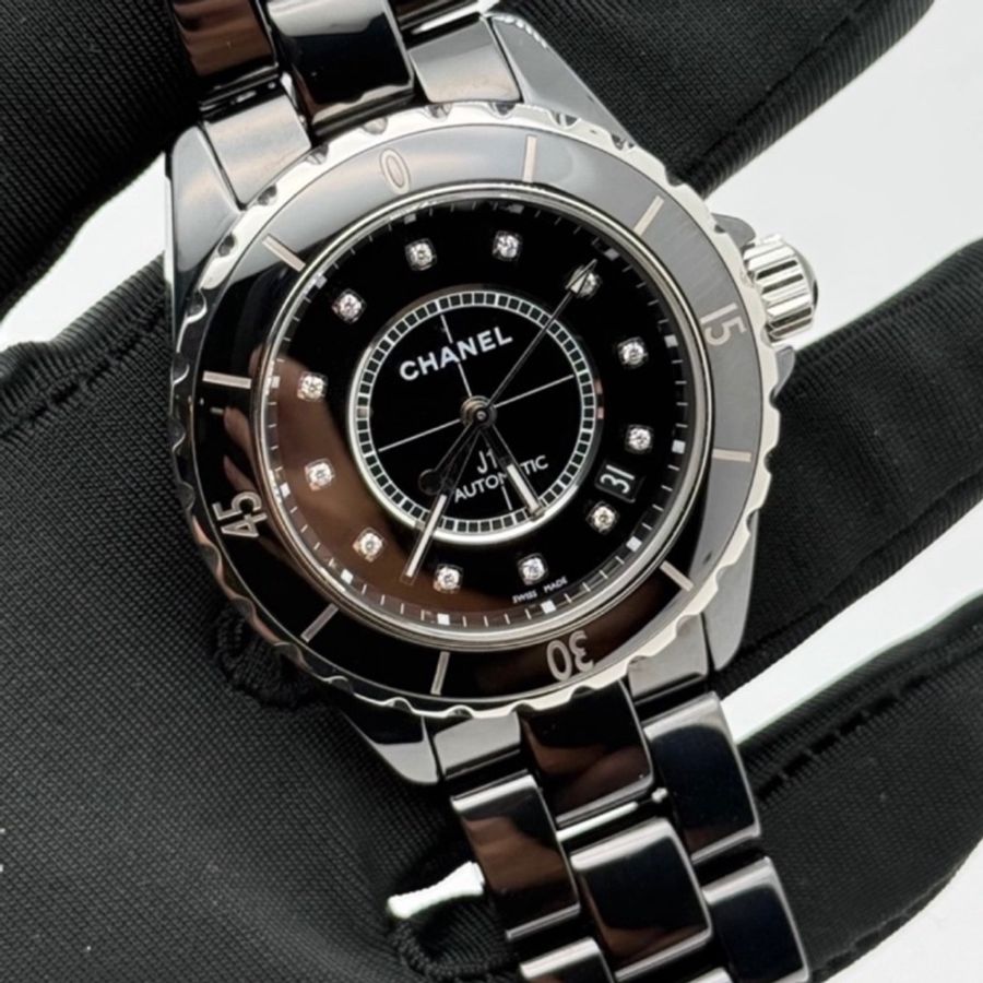 CHANEL香奈兒J12系列黑色滿鑽💎陶瓷自動機械表38mm⌚️-11