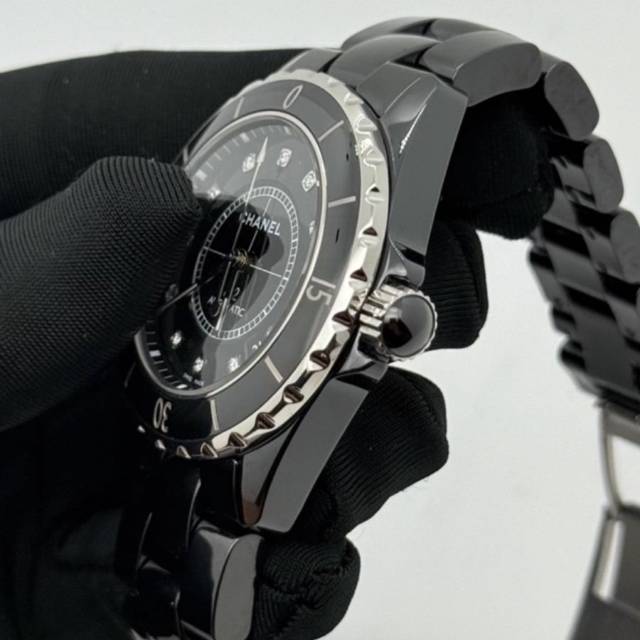 CHANEL香奈兒J12系列黑色滿鑽💎陶瓷自動機械表38mm⌚️-13
