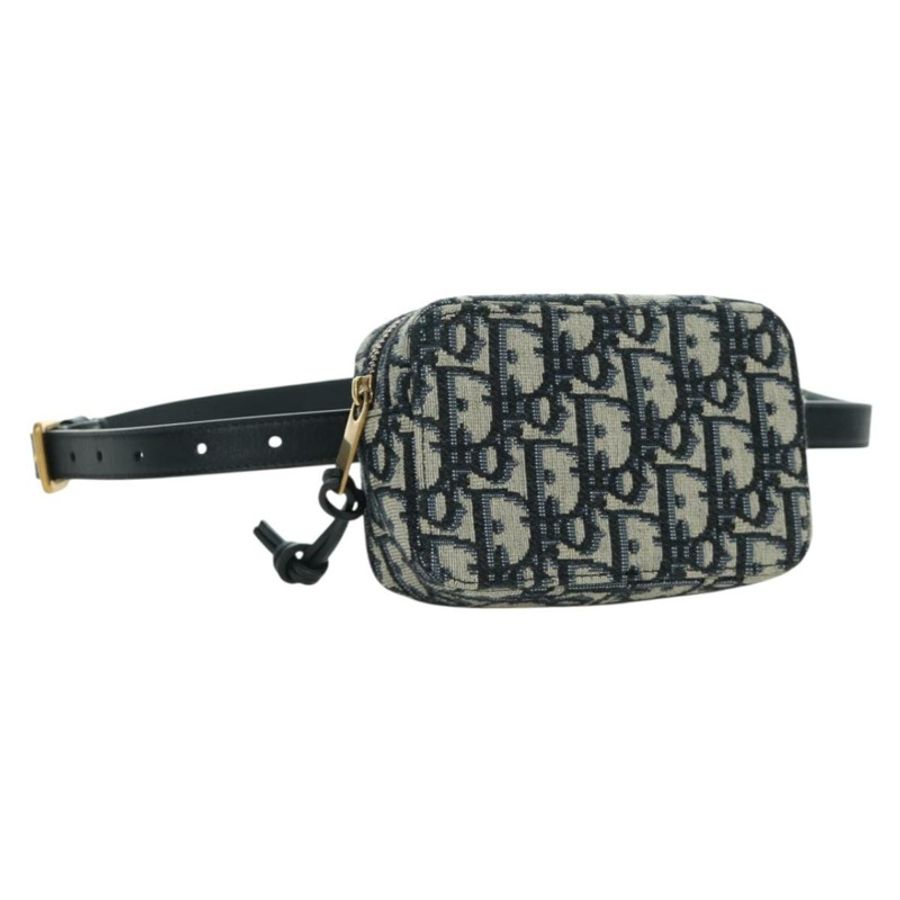 【日本直送】Christian Dior Trotter帆布腰包 海軍藍 金色 正品 BSZ700M-0