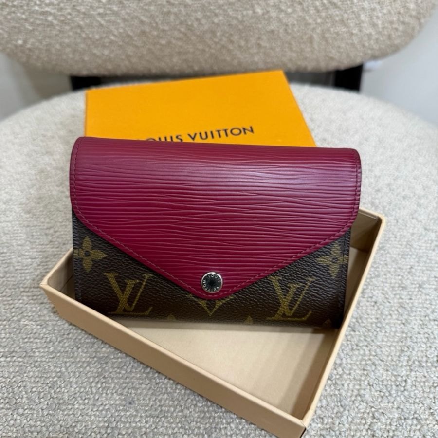Louis Vuitton 路易威登老花拼水波紋三折錢夾 14年底長13.5cm 附件:盒-0