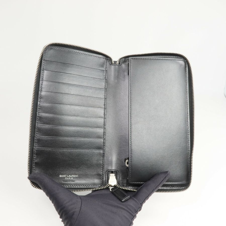 SAINT LAURENT 牛皮皮革Zipper Long Wallet長錢包-8