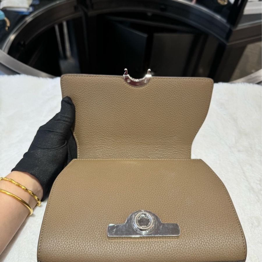 Moynat莫奈 rejane小號 大象灰銀扣 荔枝皮 附件:塵袋 肩帶-6