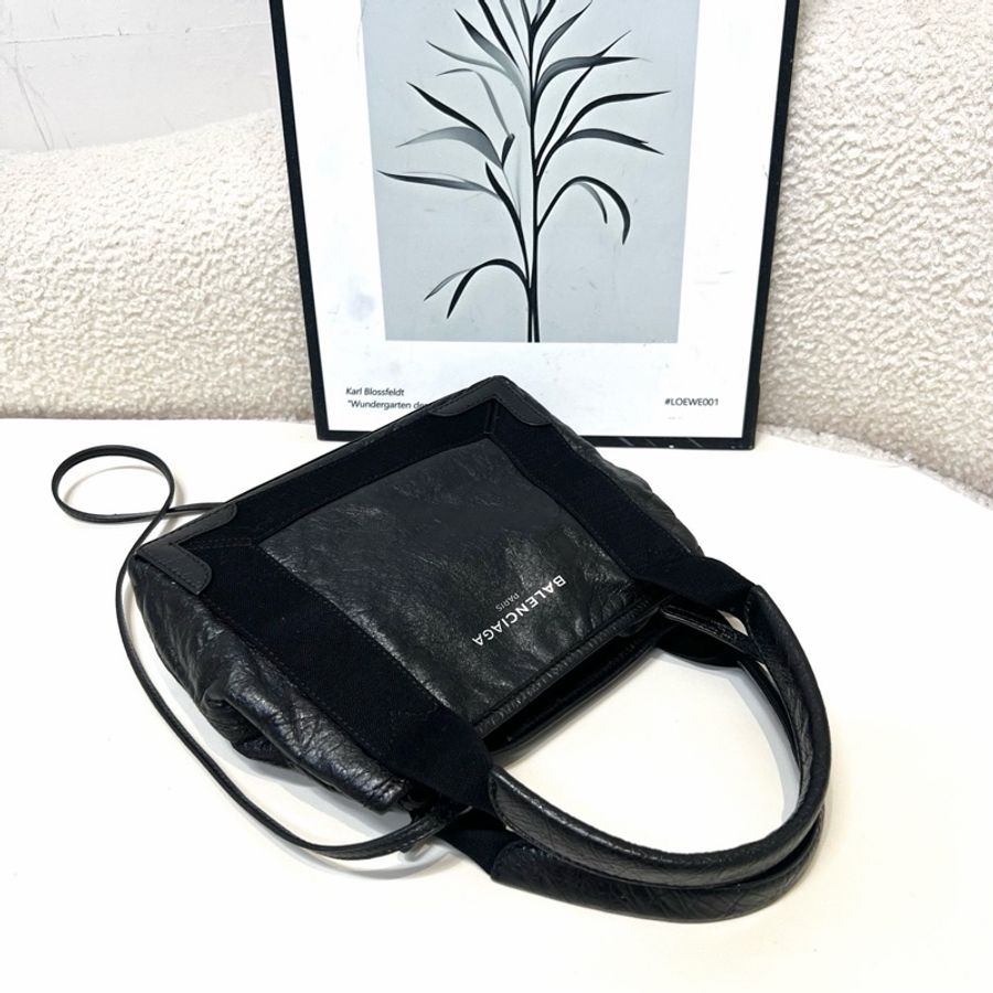 Balenciaga • 油臘牛皮拼帆布Navy Cabas 斜背包-5