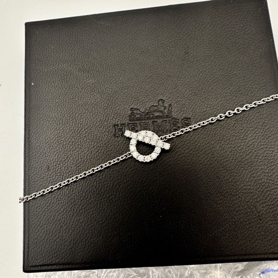 Hermes/愛馬仕 白金滿鑽小Q手鍊22U單鏈無附件 SH碼 超值-2