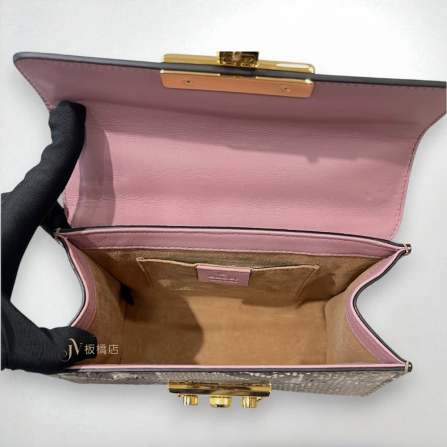 JY0380-GUCCI包包 Padlock 金色蟒蛇皮Shoulder Bag金屬鎖釦下蓋鏈包 409487-5