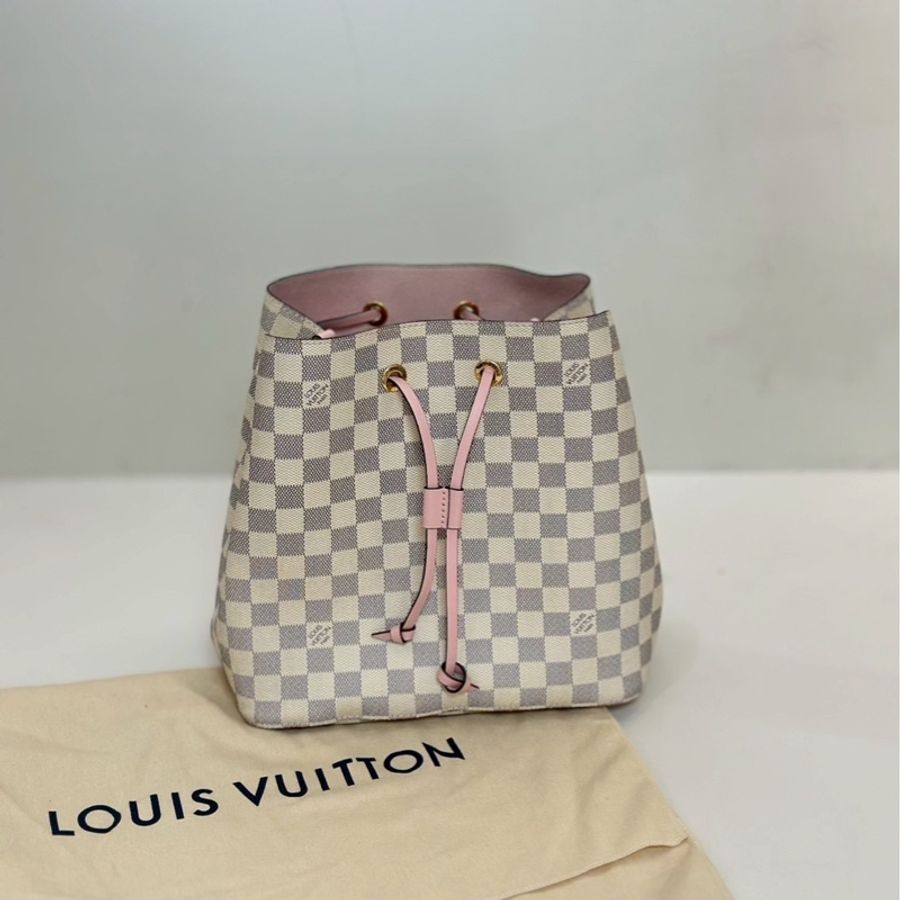Louis Vuitton|白棋盤格紋水桶-0
