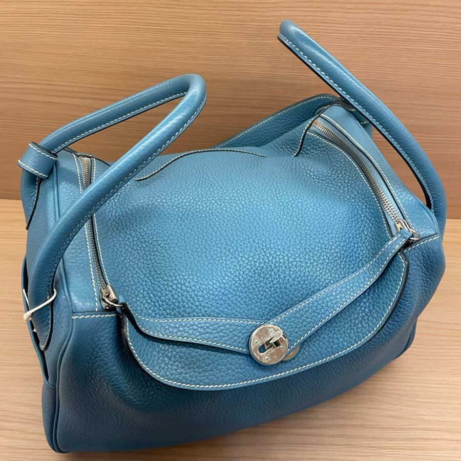 Hermes 愛馬仕 LINDY 牛仔藍銀扣 TC 34,2010年 框N 無附件-4