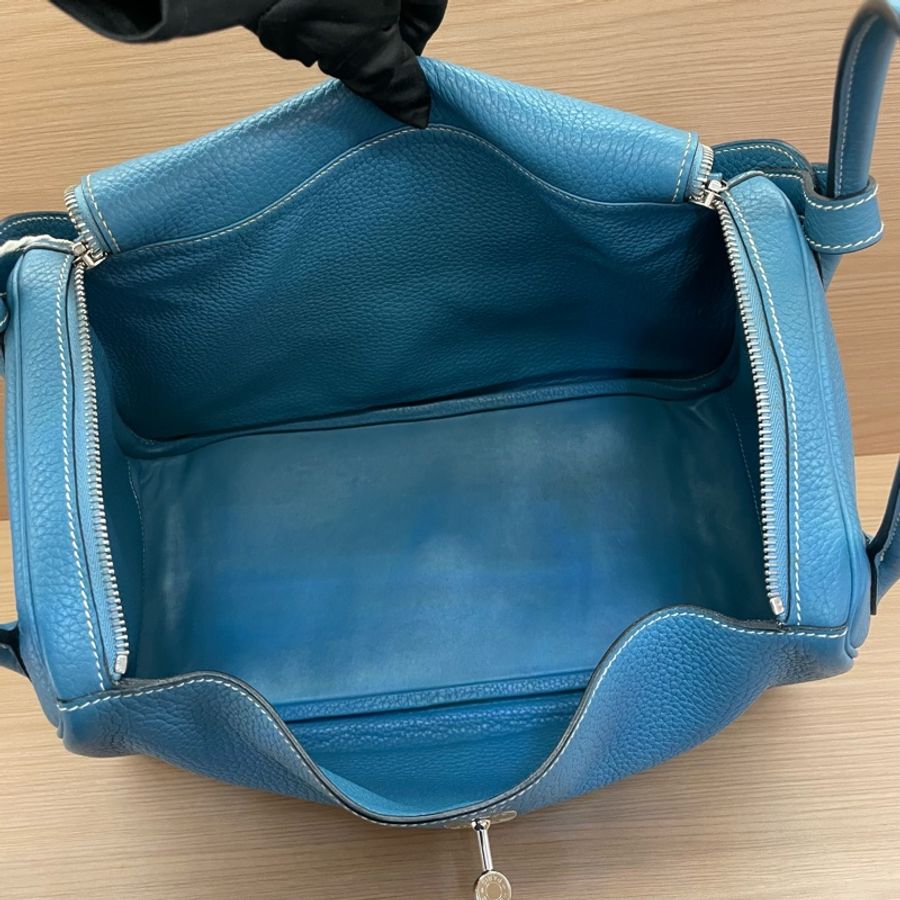 Hermes 愛馬仕 LINDY 牛仔藍銀扣 TC 34,2010年 框N 無附件-9
