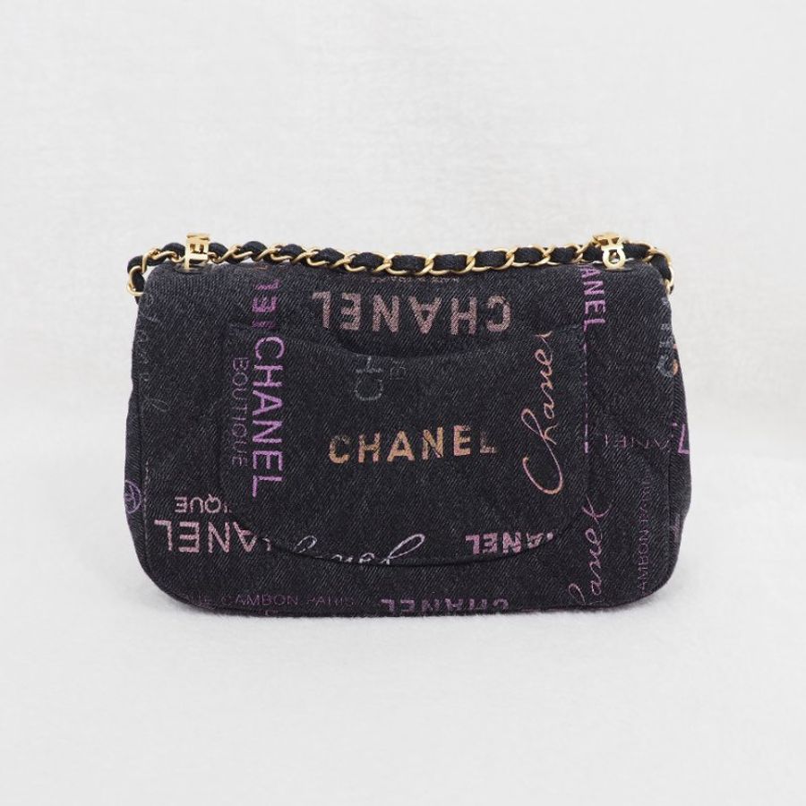 CHANEL 22P 牛仔黑色金扣 flap bag-1