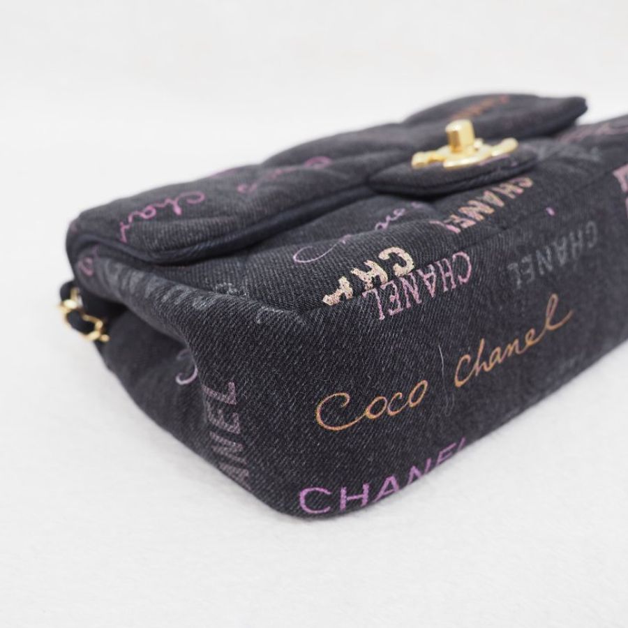 CHANEL 22P 牛仔黑色金扣 flap bag-5