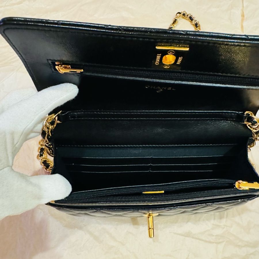 CHANEL WOC 經典黑金鏈條包|近全新|-4