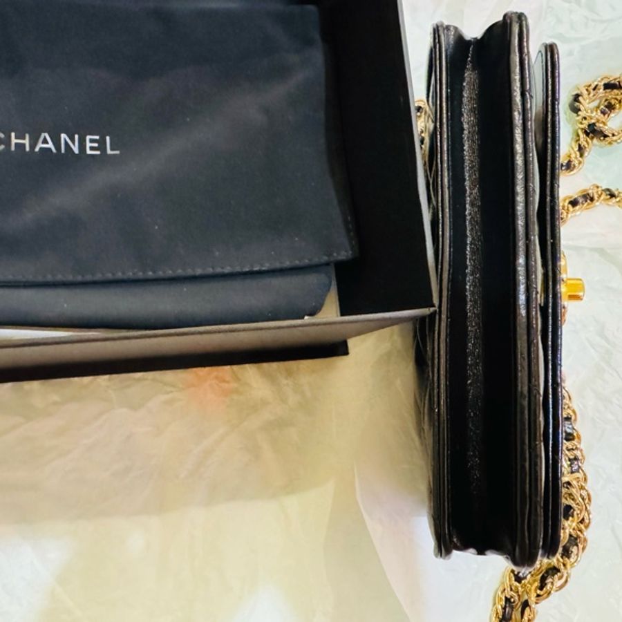 CHANEL WOC 經典黑金鏈條包|近全新|-10