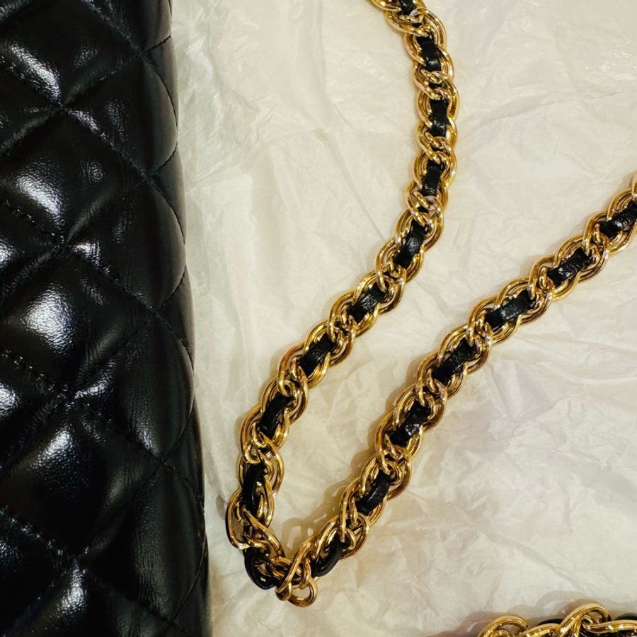 CHANEL WOC 經典黑金鏈條包|近全新|-12