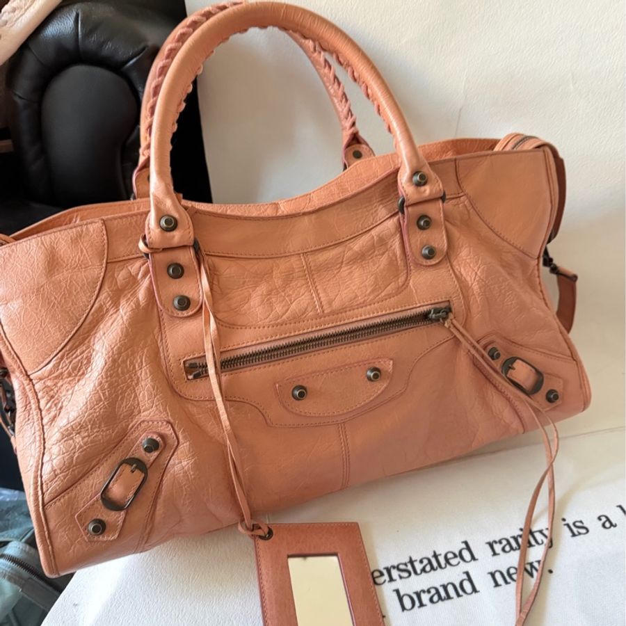 balenciaga 巴黎世家機車包大號粉色-4