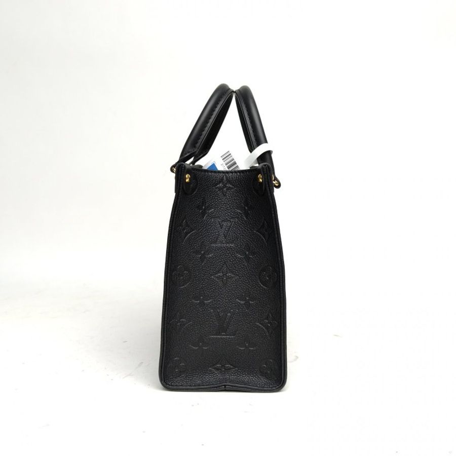 LOUIS VUITTON Onthego小號25黑色牛皮金扣晶片老花壓紋肩背包-1